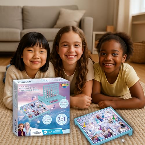Die Eiskönigin 2-in-1-Brettspiel, 10,2 cm einer Reihe und Schlangen und Leitern, klassisches Strategie- und Familienspaßspiel, Kinder-Brettspiel mit Prinzessinnen-Thema, pädagogisches und kreatives – Bild 6