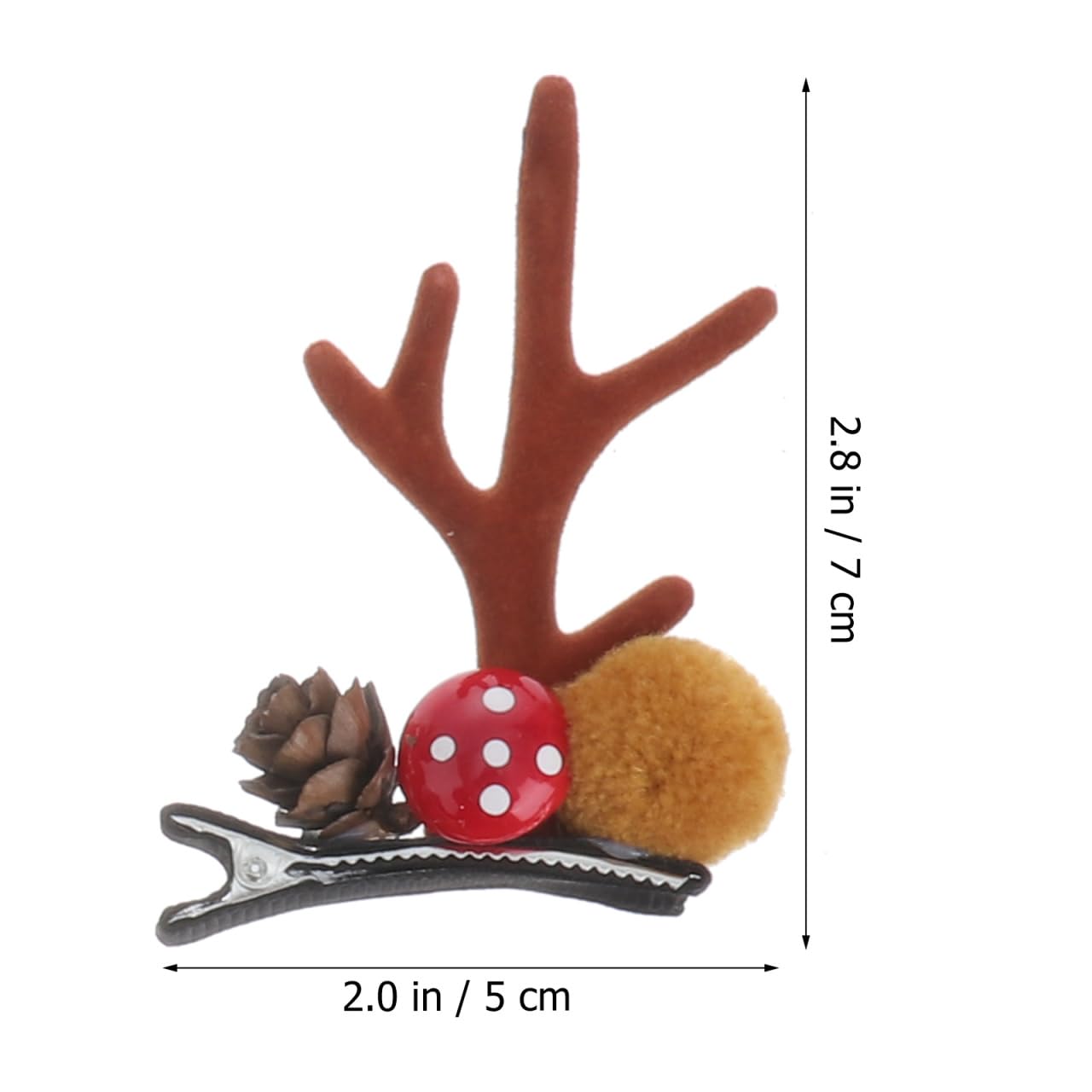 Lot de 1 paires de barrettes à cheveux en forme de bois de cerf et corne d'alligator pour fêtes de Noël Marron