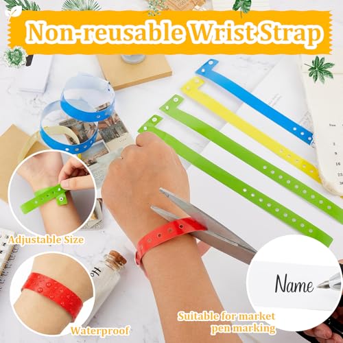 Image of Henoyso 1000 Pcs Various Color Plastic Wristbands for Events Vinyl Waterproof Pool Wristbands Neon Color Plastic Bracelet for Party Events Arm Band Identification for Concerts Carnivals