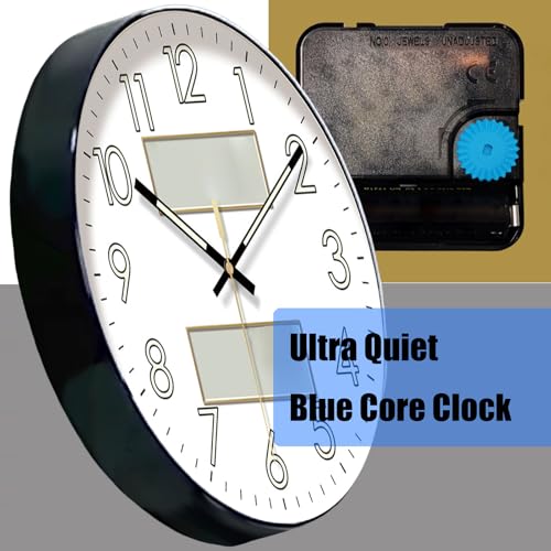 Horloge murale silencieuse à piles phosphorescente avec hygromètre intégré - 6