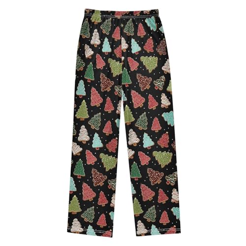 Christmas Pajama Pants Christmas Tree Biscuit Pattern Long Sleep Pants Lounge Bottoms2