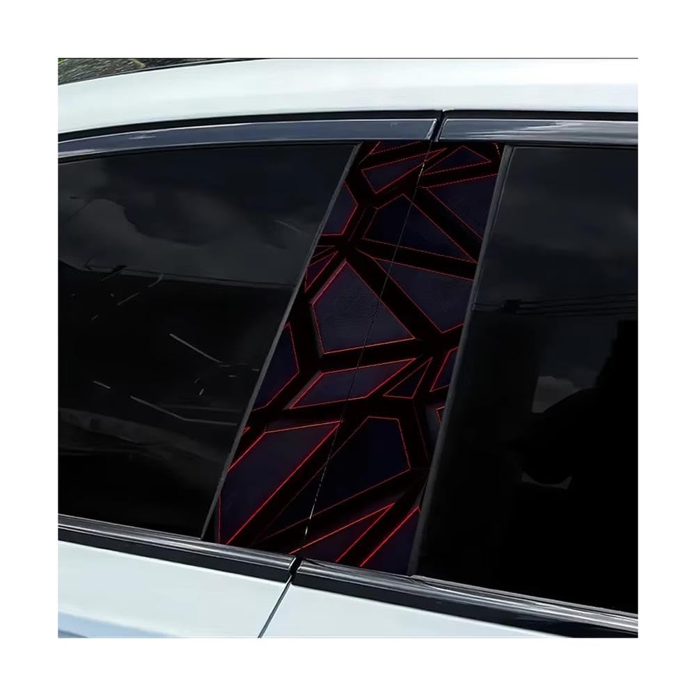 Dabhuoc One Color Car Parts 2 Pcs Car Center Column Decal Geometric Lines Smooth Material Protection Film