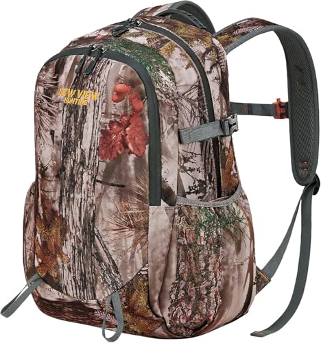 NewView 30L Kinder Camo Jagd Rucksack für Teenager, leichtes wasserdichtes Tagespack, große Kapazität mit 11 Taschen, ideal für Vogelbeobachtung, Reisen, Wandern, Camping