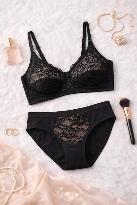 Image of Love Maker Bra Panty Set for Women | Beautiful Lingerie Set for Women for Honeymoon | Net Lace Lingerie Set | Panty Bra for Daily use | Sexy Look for Special Days Lingerie Sets.