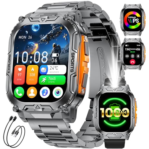 HIRREO 1000mAh Smartwatch Uomo, 2.01″ Orologio Smart Watch con Chiamata