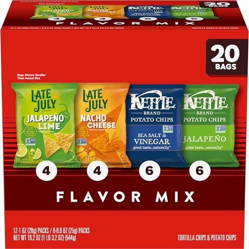 Kettle Brand and Late July Chips Variety Pack, 20 Snack Bags