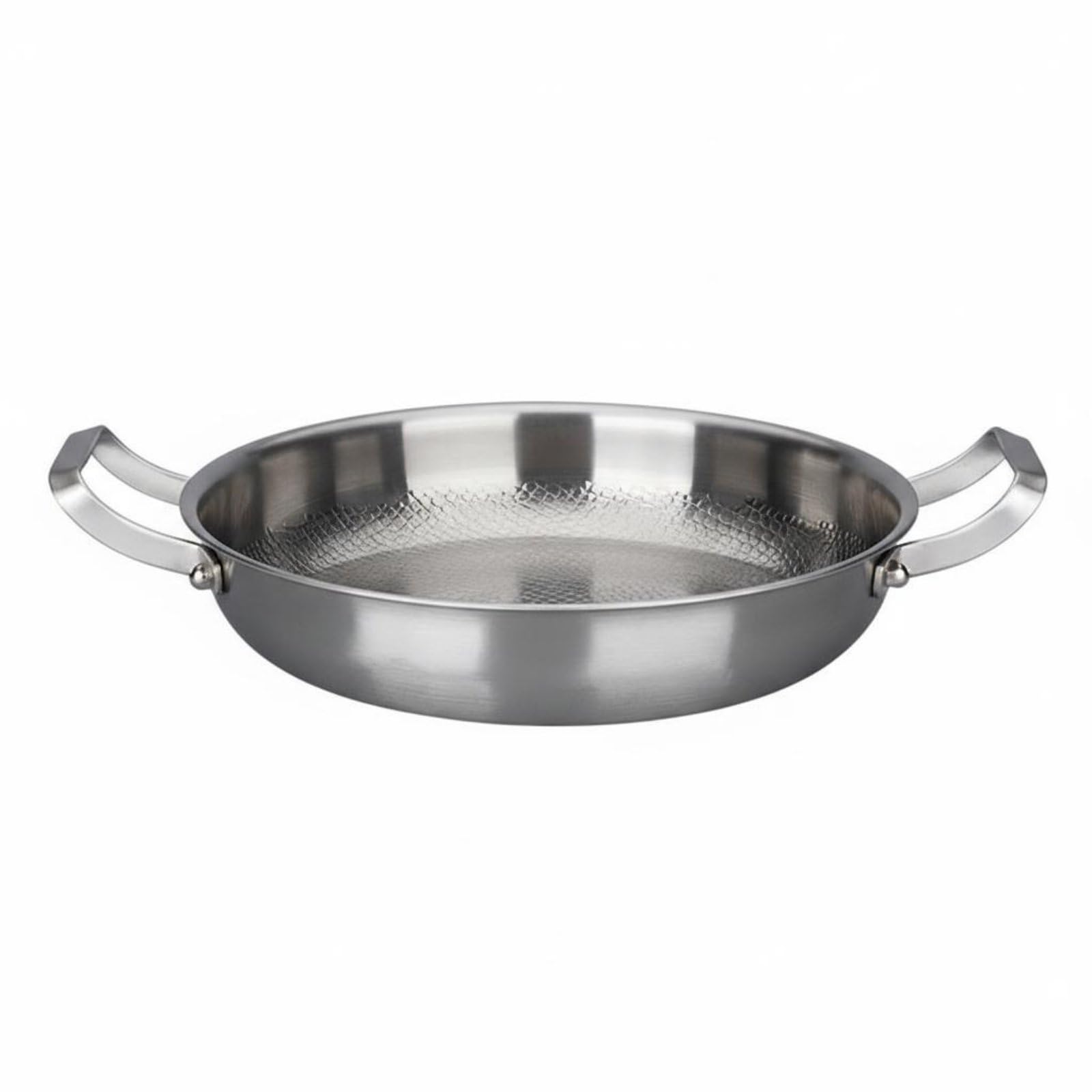 Qianly Titanium-Bratpfanne mit zwei Griffen ohne chemische Beschichtung Titanpfanne unbeschichtet unbeschichtete Wabenpfanne, 28CM