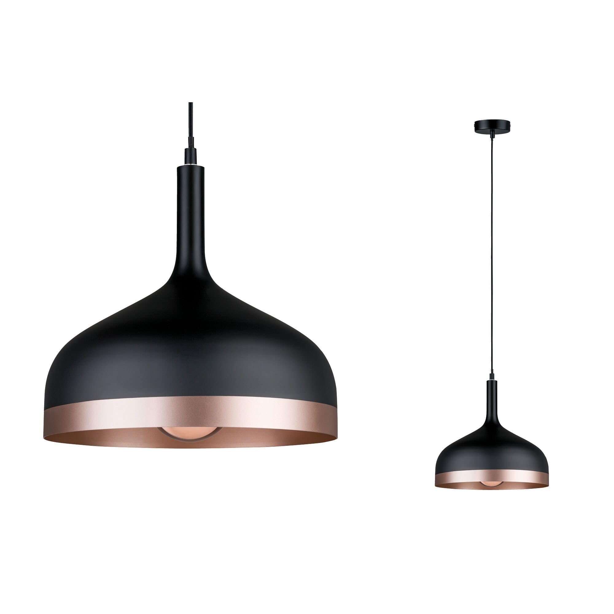 Paulmann 79629 Lámpara colgante Neordic Embla máx. 1x20 W, luminaria colgante para lámparas E27, luminaria de techo negro/cobre mate 230 V metal, sin fuente de luz