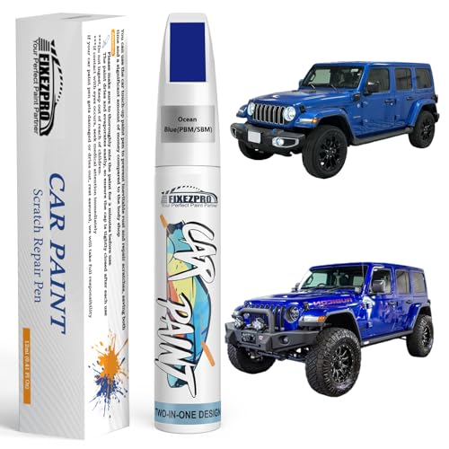 Image of Ocean Blue(PBM /SBM) Touch Up Paint for Jeep, Car Paint Scratch Repair Remover Pen Color Exact Match, Quick and Easy Fix Automotive Chips and Nicks Scuff