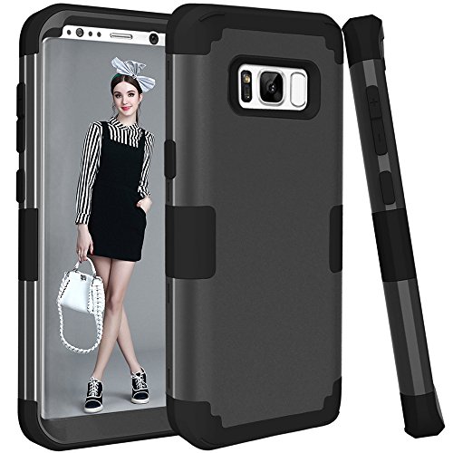 KAMII Galaxy S8 Plus Case, 3in1 [Shockproof] Drop-Protection Hard PC Soft Silicone Combo Hybrid Impact Defender Heavy Duty Full-Body Protective Case Cover for Galaxy S8 Plus (Black)