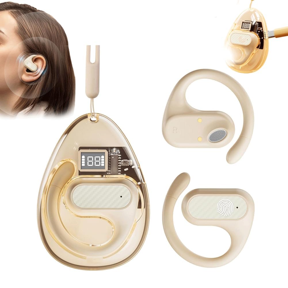 TERRIFIWireless Bluetooth Headset, Bluetooth 5.4 Wireless Earbuds with Earhooks, IPX5 Waterproof Stereo Noise Reduction Earphones, HiFi Stereo Sound, Open Ear Sport Earphones for Workout