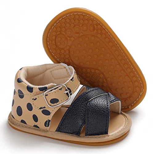ENERCAKE Infant Baby Girls Sandals Soft Sole T-Strap Toddler Flats First Walkers Summer Shoes ?3-6 Months Infant?E/Navy Baby Shoes?