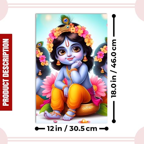 Image of Twinster Bal krishna Posters Photo for Pregnant Women, Baby Poster Self Adhesive (Size 45 cm by 30 cm) Pack of 1 (Design 5)