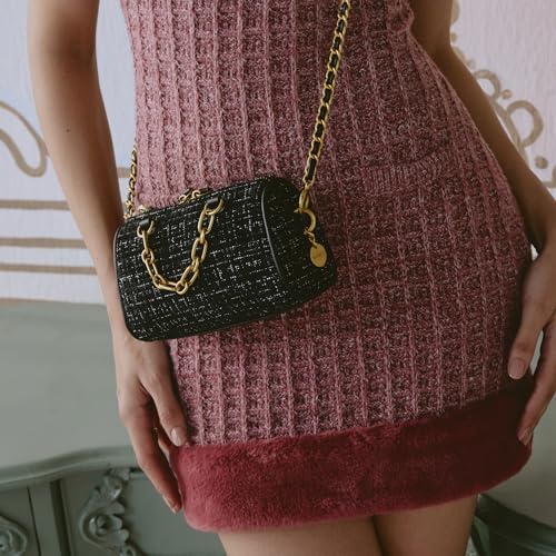 Image of Miraggio Odette Crossbody Bag For Women | Tweed Texture Sling Bags With Detachable Chain | Gift Items For Women