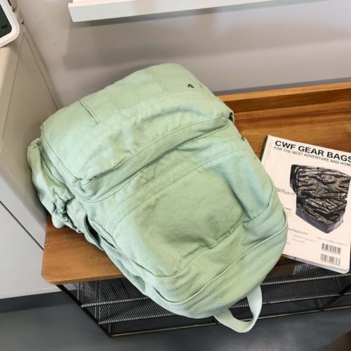 Image of Sage Green Canvas Backpack for Women Retro Aesthetic Rucksack Basic Backpack for High School /College Students Travel Laptop Bag