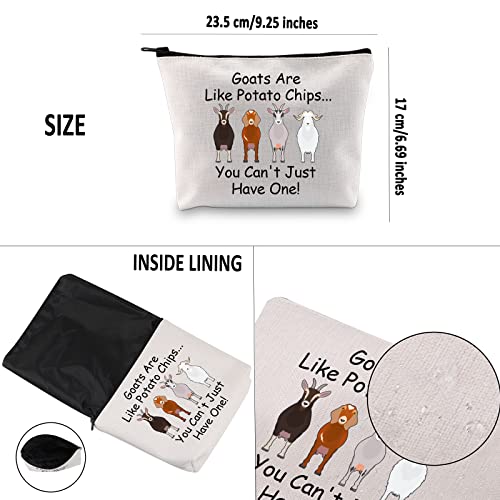 Goat Lover Gift Goats are Like Potato Chips Makeup Bag Goat Owner Cosmetic Bag Goat Lovers Gift Farmer Gift Zipper Travel Bag (Goats are Like Potato Chips) - Image 3