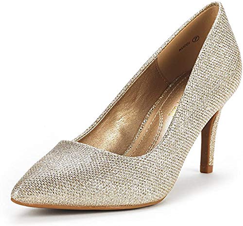 DREAM PAIRS Women's KUCCI Gold Glitter Classic Fashion Pointed Toe High Heel Dress Pumps Shoes Size 9 M US