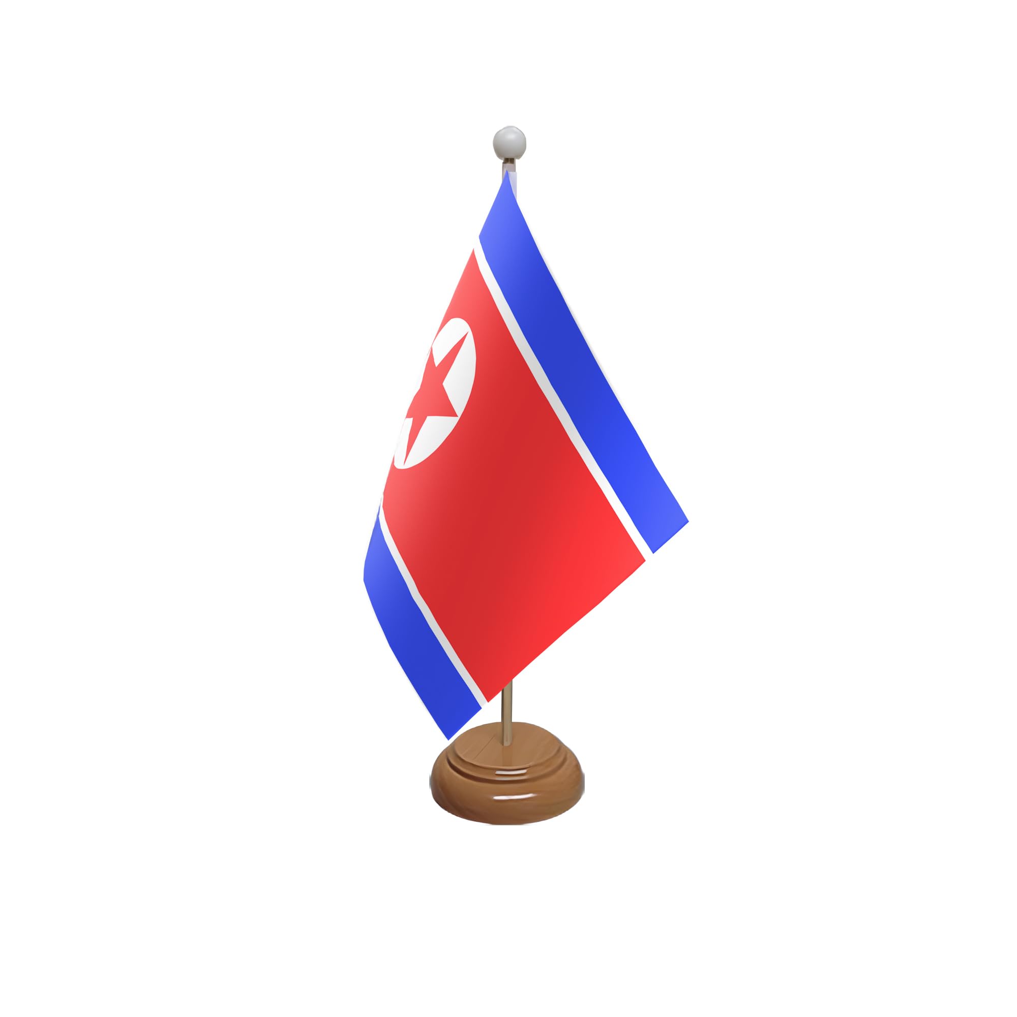 Flagtex Korea North Wooden Table Flag With Wooden Base