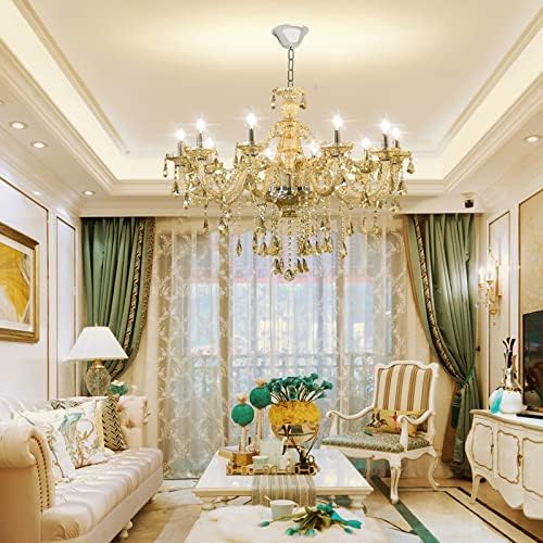 Miniatura 2 de Cognac K9 - Lámpara de araña de cristal con 10 luces, luces de techo de cristal modernas, lámparas colgantes de cristal E12 para el hogar, tienda,