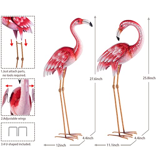 Natelf Pink Flamingo Yard Decorations, Metal Garden Statues And Sculptures, Standing Bird Lawn Ornaments For Patio Backyard Pond Decorations… #TOP2