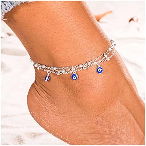 Cavigliere bohémien Lucky Turkey Evil Eye per donna Bracciale alla caviglia con catena in metallo colorato rosso blu occhio Gioielli estivi per gambe da spiaggia  36