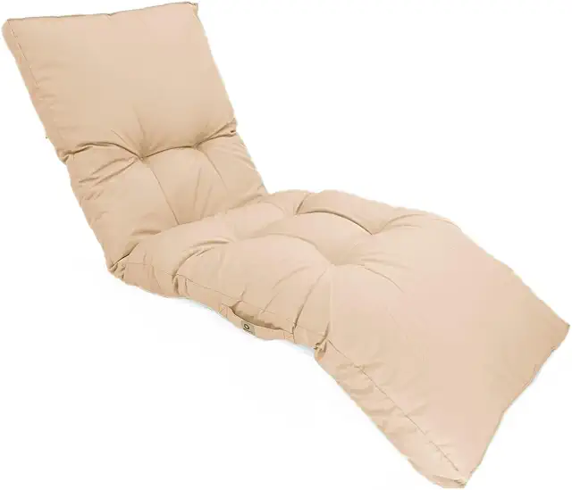 Coussin de chaise longue rectangulaire déperlant avec poignées, 185x55 cm, Beige