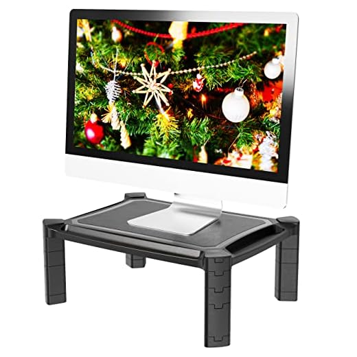 PUTORSEN® Soporte para Monitor Ajustable para computadora, iMac, PC, Impresora, computadora portátil con Tableta y Soporte para teléfono, Ranura para administración de Cables