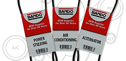 BANDO 3 Piece Serpentine Drive Belt Set Replacement for 2006-2011 Hyundai Accent alternator water pump - air conditioner- power steering 3250 4PK815 4PK845