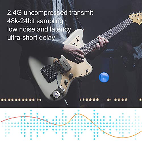 Getaria 2.4GHZ Wireless Guitar System Transmitter Receiver for Electric Guitar Bass Violin with Rechargeable Battery