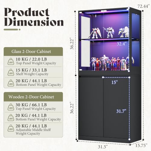 Image of AMERLIFE Modular DIY RGB Display Cabinet, 32 x 16 x 72.5 Inch