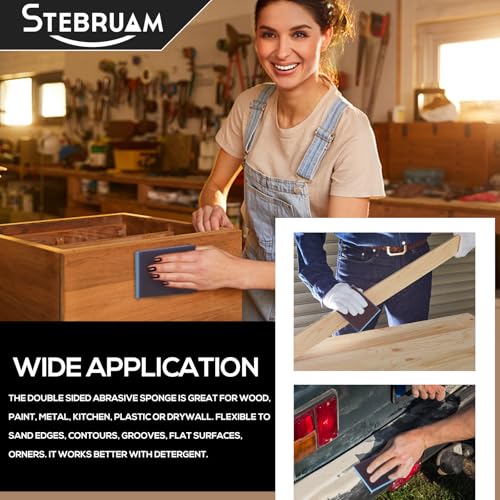 STEBRUAM 6 Stück Schleifschwamm, 120 Körnung Spezifikationen Schleifpads Sortiment für Holz Metall Wandschaum Trockenbau