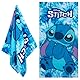 Disney Stitch Handtuch Kinder Badetuch Schnelltrocknend Strandtuch Baumwolle Duschtuch 70x140 cm für Schwimmen und Baden Reise Zubehör (Blau Stitch)
