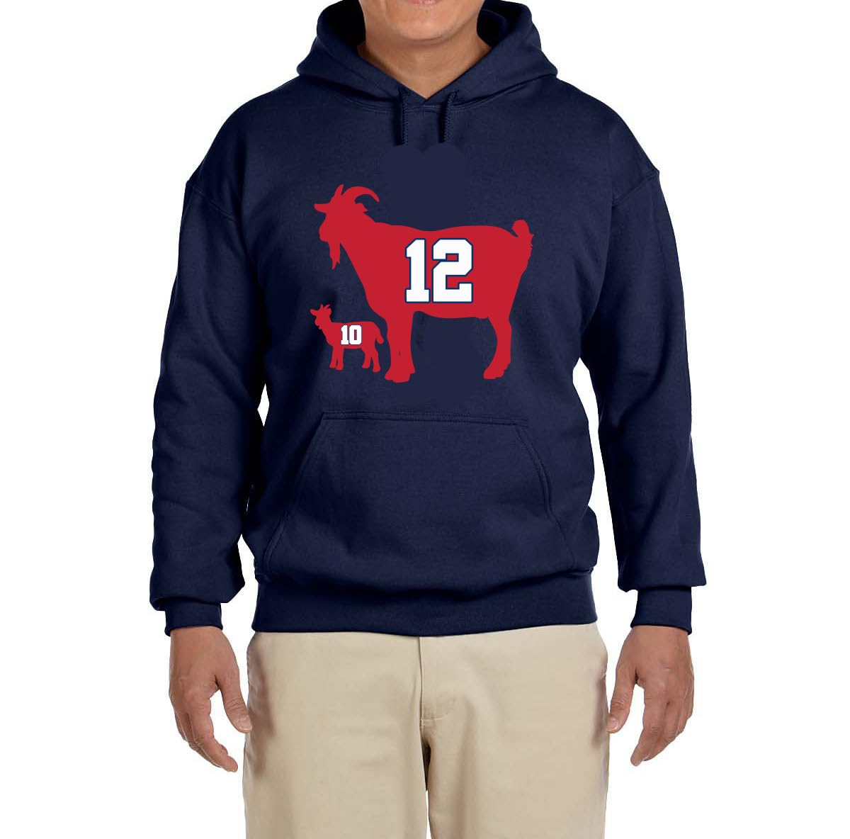 Tenacious Tops New England Drake Maye Brady Goats Logo Hooded Sweatshirt Hoodie