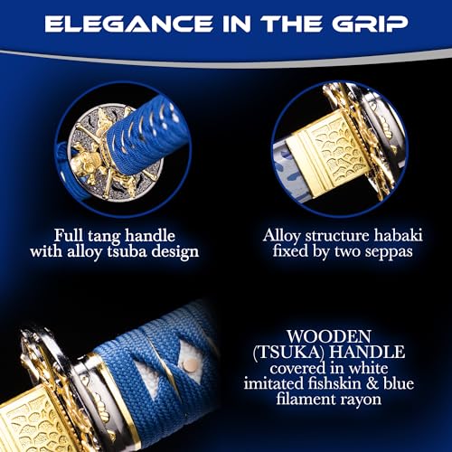 Eroton Real Katana Sword Sharp - Japanese Samurai Swords Are A Unique Gift For Men - Full Tang High Carbon Steel Sword Blade Makes A Memorable For Martial Arts Enthusiasts Or Sword Collectors thumb #4