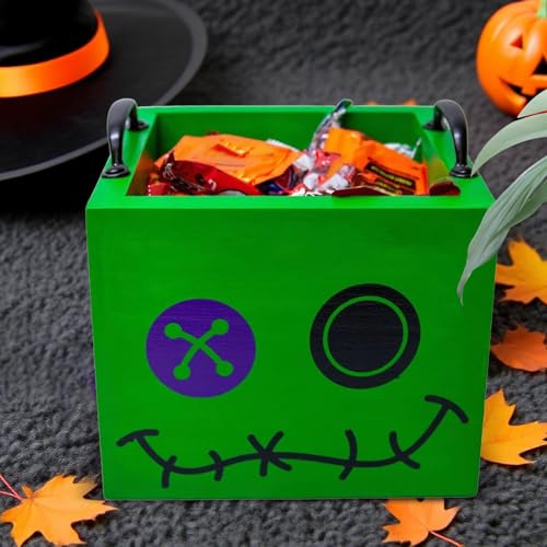 Boîtes d'Halloween carrées en bois pour ranger les bonbons