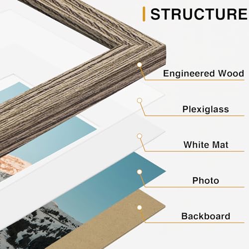 Image of Vittanly Picture Frames Set of 10, Picture Frames Collage Wall Decor with Two 8x10, Four 5x7 and Four 4x6 Photo Frames, Gallery Wall Frame Set for Wall or Tabletop Display, Grayish Brown