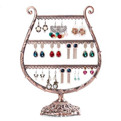 Zoe home 2 in 1 Ohrring-Bolzen-Schmucksache-Ausstellungsstand Vitrine Flaschenform Schmuck-Halter-Organisatoren, Metallohrring-Halsketten-Armband-Halter Coppery - 56 Löcher Cover