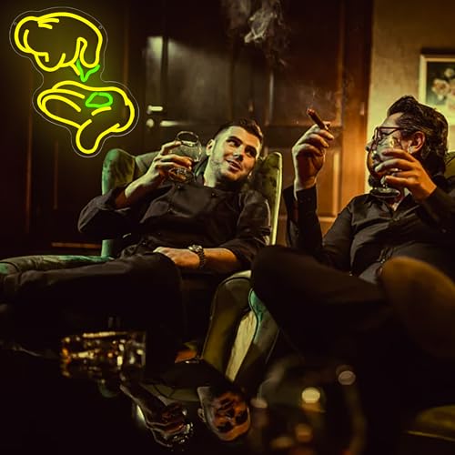Image of Weed Neon Signs for Wall Decor Green Leaf Neon Light Hand Neon Light Sign Weed Wall Decor Dimmable LED Wall Art for Man Cave Bedroom Hotel Shop Bar Garage Decor Gifts for Men,Size 13.8 * 12.7in(P025)