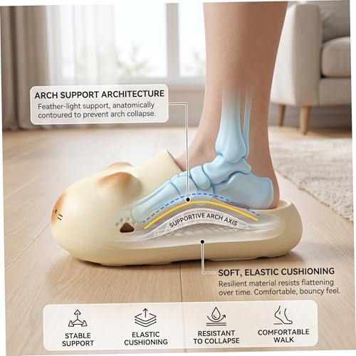 Pantoufles patte de chat femmes chaussures maison imperméables légères jaune - 3