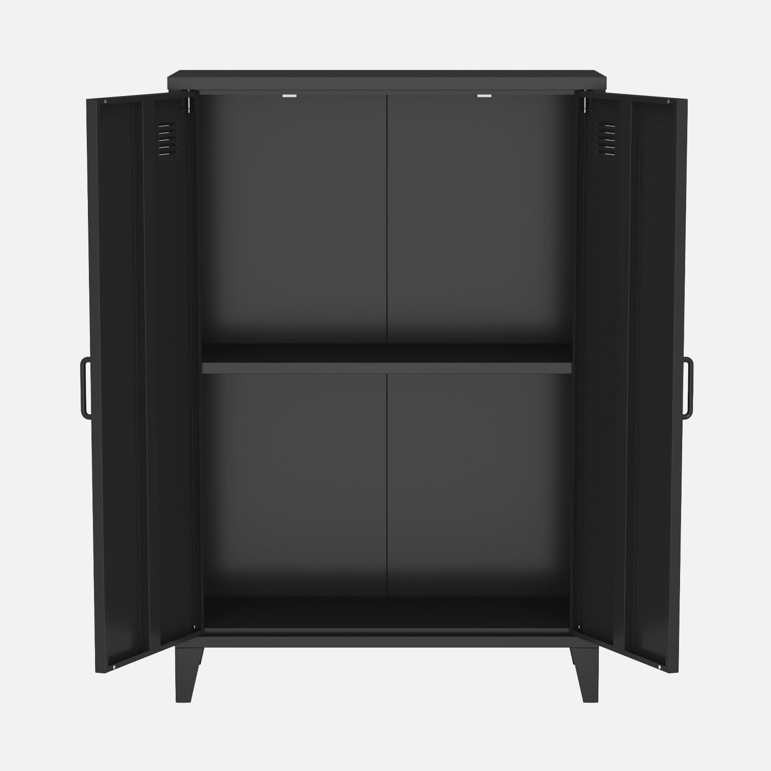sweeek - Commode/Armoire en métal Noir 2 espaces de Rangement. casiers