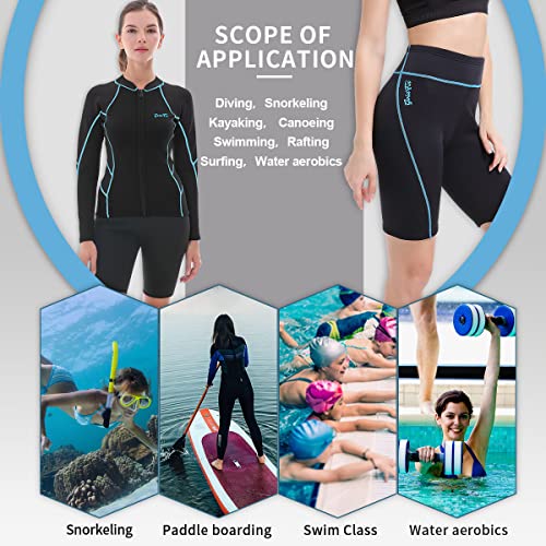 GoldFin Women Wetsuit Top & Shorts, chaqueta y shorts de neopreno 2mm para mujeres, para aeróbicos acuáticos, buceo, surf y navegación en agua fría (Tops XS, Shorts S) miniatura 2