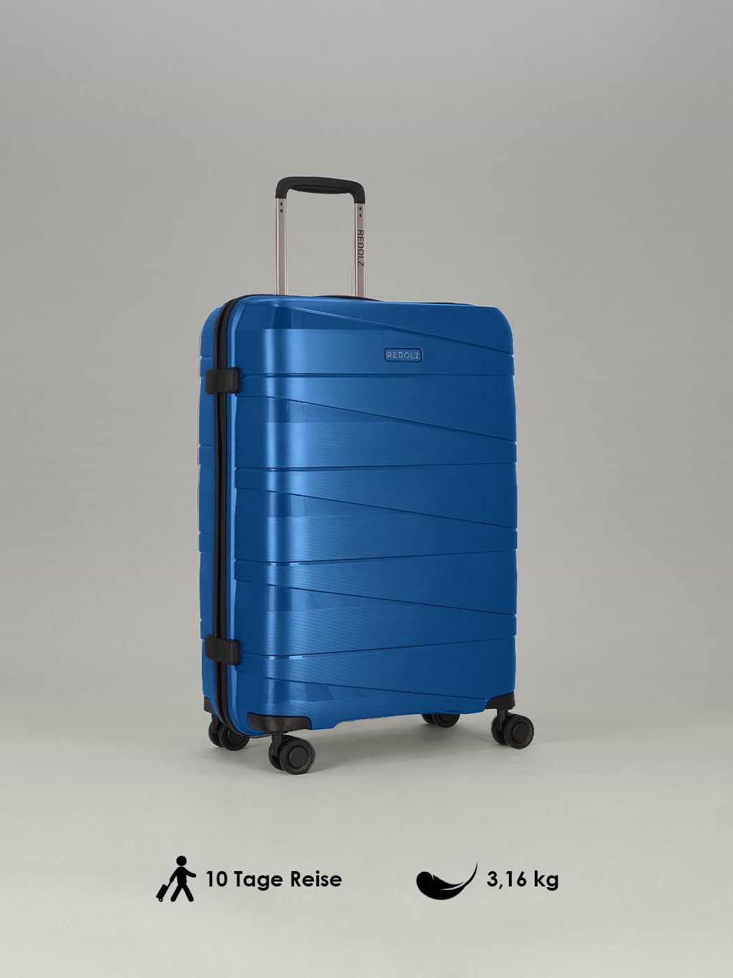REDOLZ Hartschalen Check-in Koffer | Mittelgroßer Trolley 45 x 27 x 67 cm aus leichtem Polypropylen Material | 4-Doppelrollen & TSA (Essentials 10)
