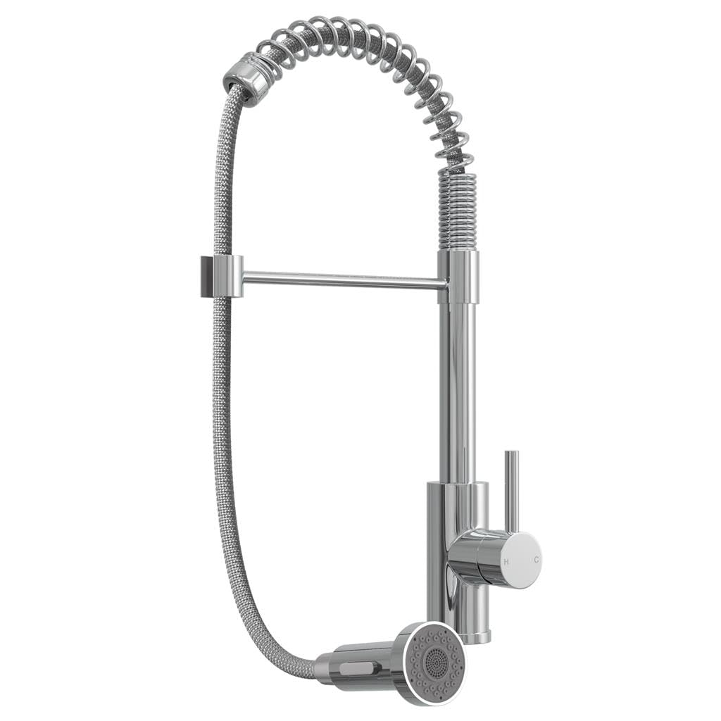 Liquida CT594CH Chrome Spring Style Kitchen Mixer Tap with Pull Out Spray Head