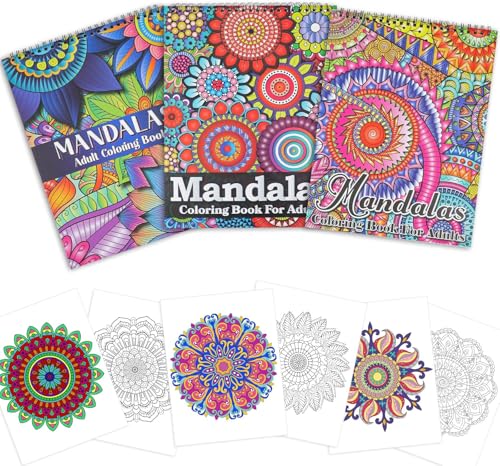 Lot de 3 livres de coloriage mandalas pour adultes, motif mandala unique pour la relaxation, livre...
