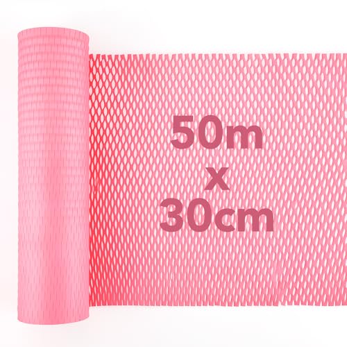 Dntorx Honeycomb Packaging Paper Bubble Wrap Paper 50M x 30CM - Pink