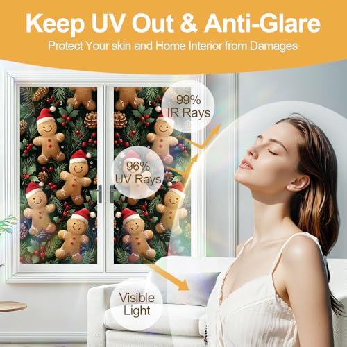 Image of Gingerbread Man Christmas Window Film 17.32x39.37in Cling