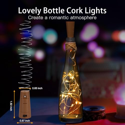 Image of Brightown 10 Pack 7ft Battery Operated Wine Bottle Lights with Cork