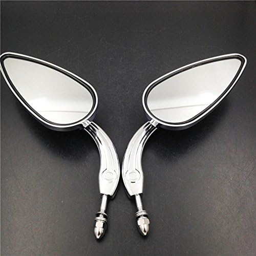 Miniatura 6 de Aluminio Forma De Lagrima chapado en cromo Cráneo Zombie Emblema Espejos para Harley Sportster Dyna Touring Dyna Wide Glide EFI FXDWGI