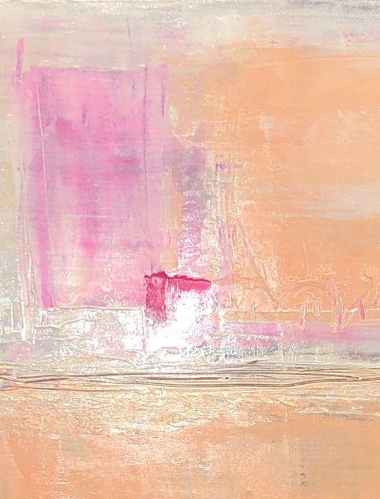 絵画油絵原画抽象画北欧パステルカラーピンクアートインテリアF4