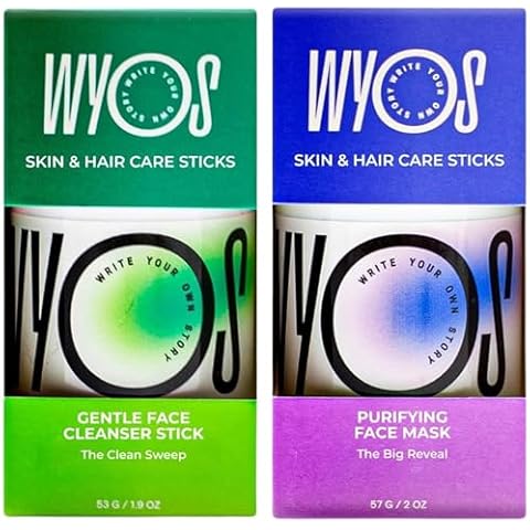 WYOS Face Cleanser & Clay Face Mask Stocking Stuffer Bundle | Travel Size, Leak Free, Vegan, Cruelty Free, Portable, Sulfate Free, Paraben Free Cover